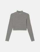 Tally Weijl Striped Black/White Cropped Basic T-Shirt Black/White back view
