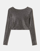 Tally Weijl Silver Low Back Cropped Top In Lurex Silver back view