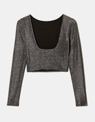 Tally Weijl Silver Low Back Cropped Top In Lurex Silver side view