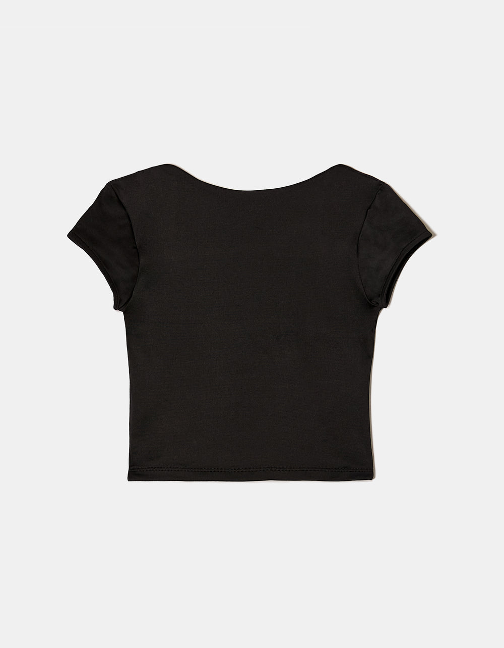 Ladies Black Blackless Basic Top-Ghost Front View