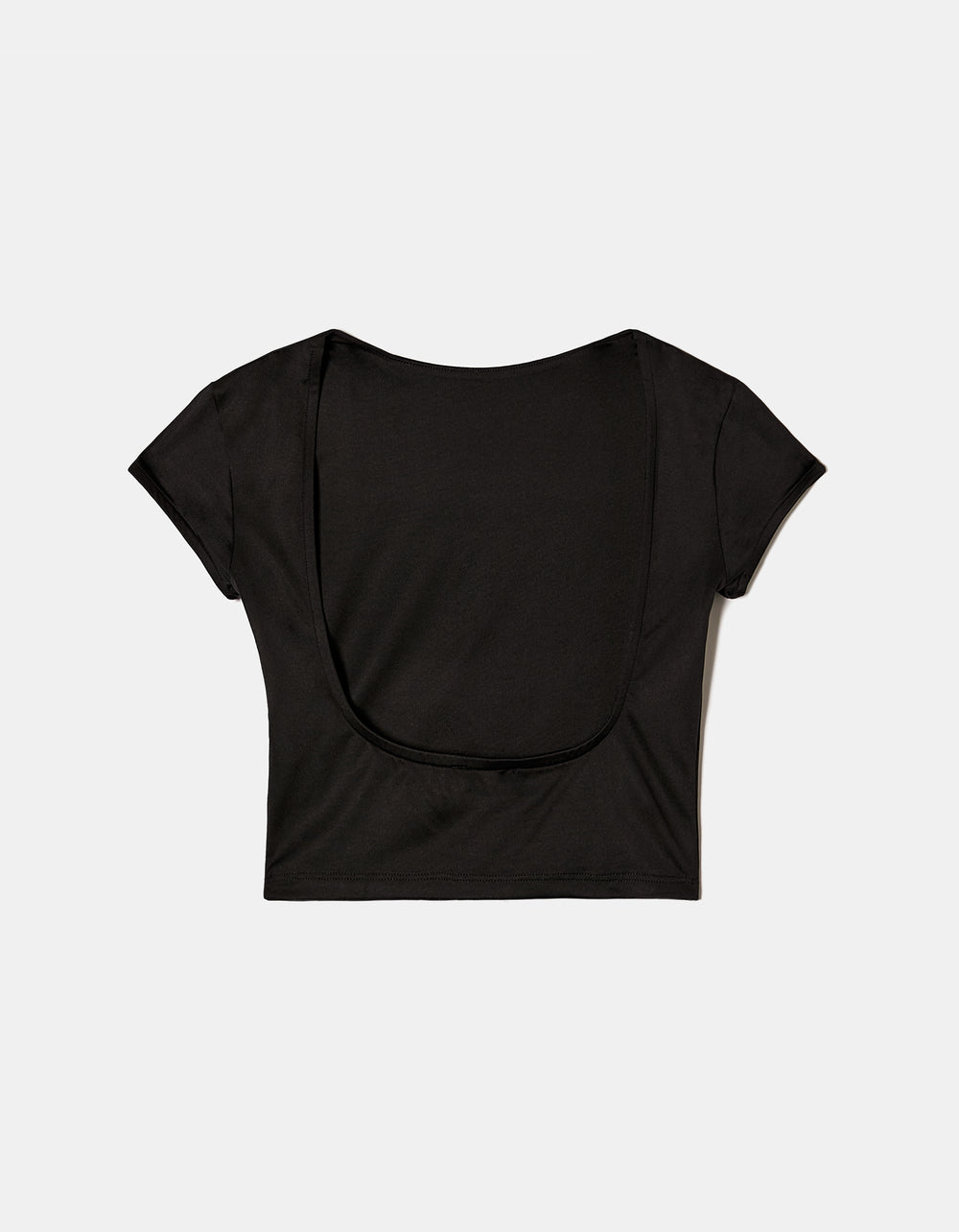 Ladies Black Blackless Basic Top-Ghost Back View