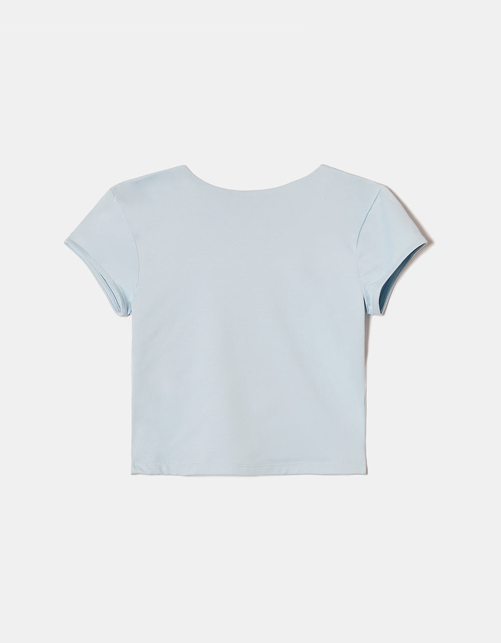 Ladies Blue Blackless Basic Top-Ghost Front View