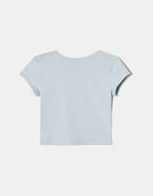 Ladies Blue Blackless Basic Top-Ghost Front View