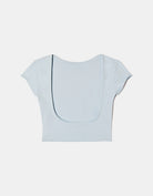 Ladies Blue Blackless Basic Top-Ghost Back View