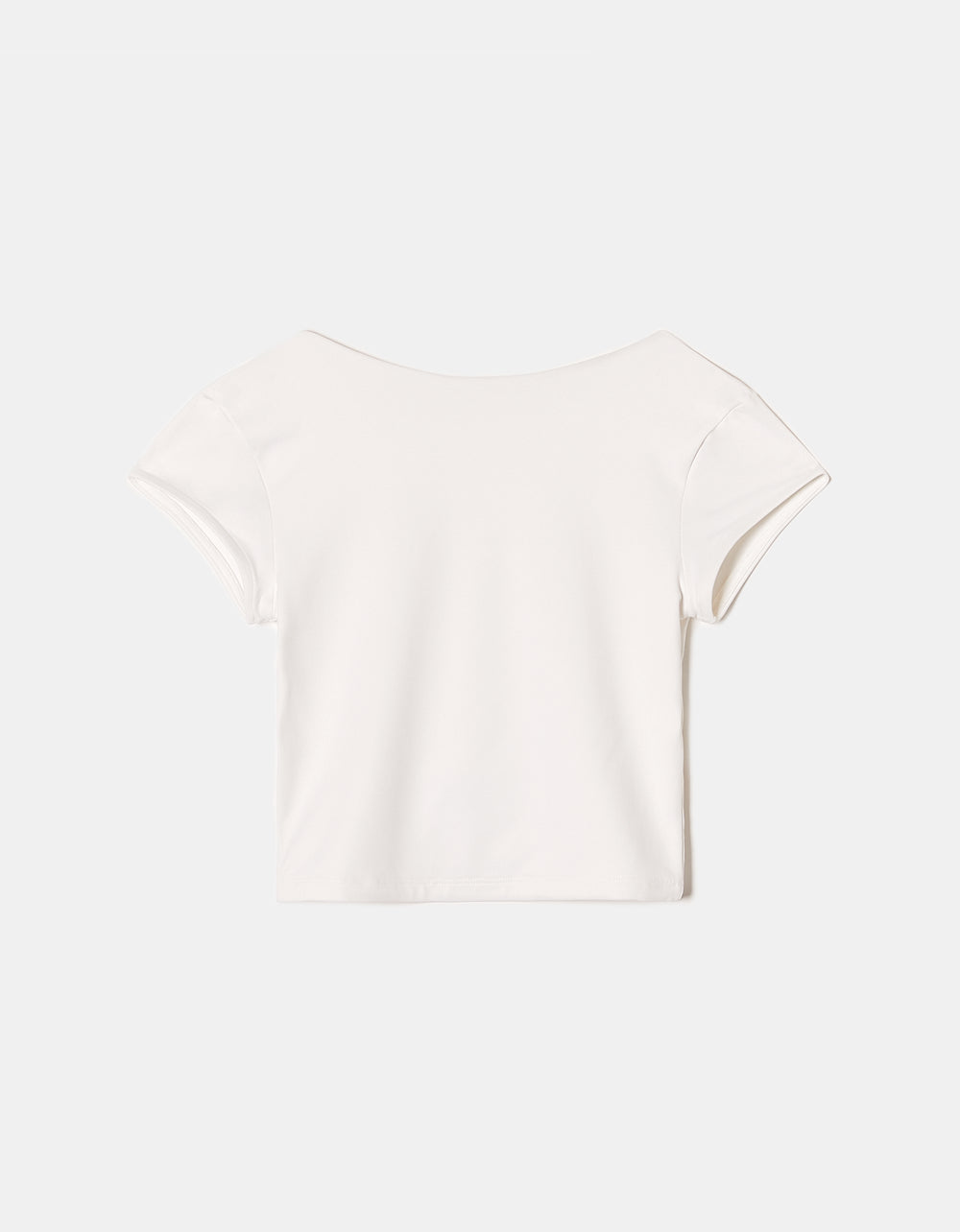 Ladies White Blackless Basic Top-Ghost Front View