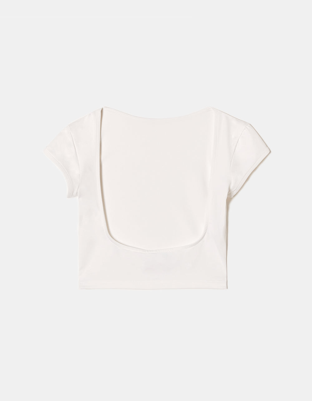 Ladies White Blackless Basic Top-Ghost Back View
