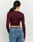 Tally Weijl Basic Burgundy T-Shirt with Long Sleeves Burgundy detail view