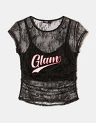 Tally Weijl Black Fitted Lace Top With Patch Black back view