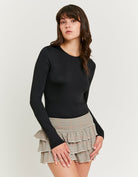 Tally Weijl Basic Black Long Sleeve T-Shirt Black front view