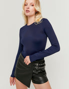 Tally Weijl Basic Blue Long Sleeve T-Shirt Blue front view