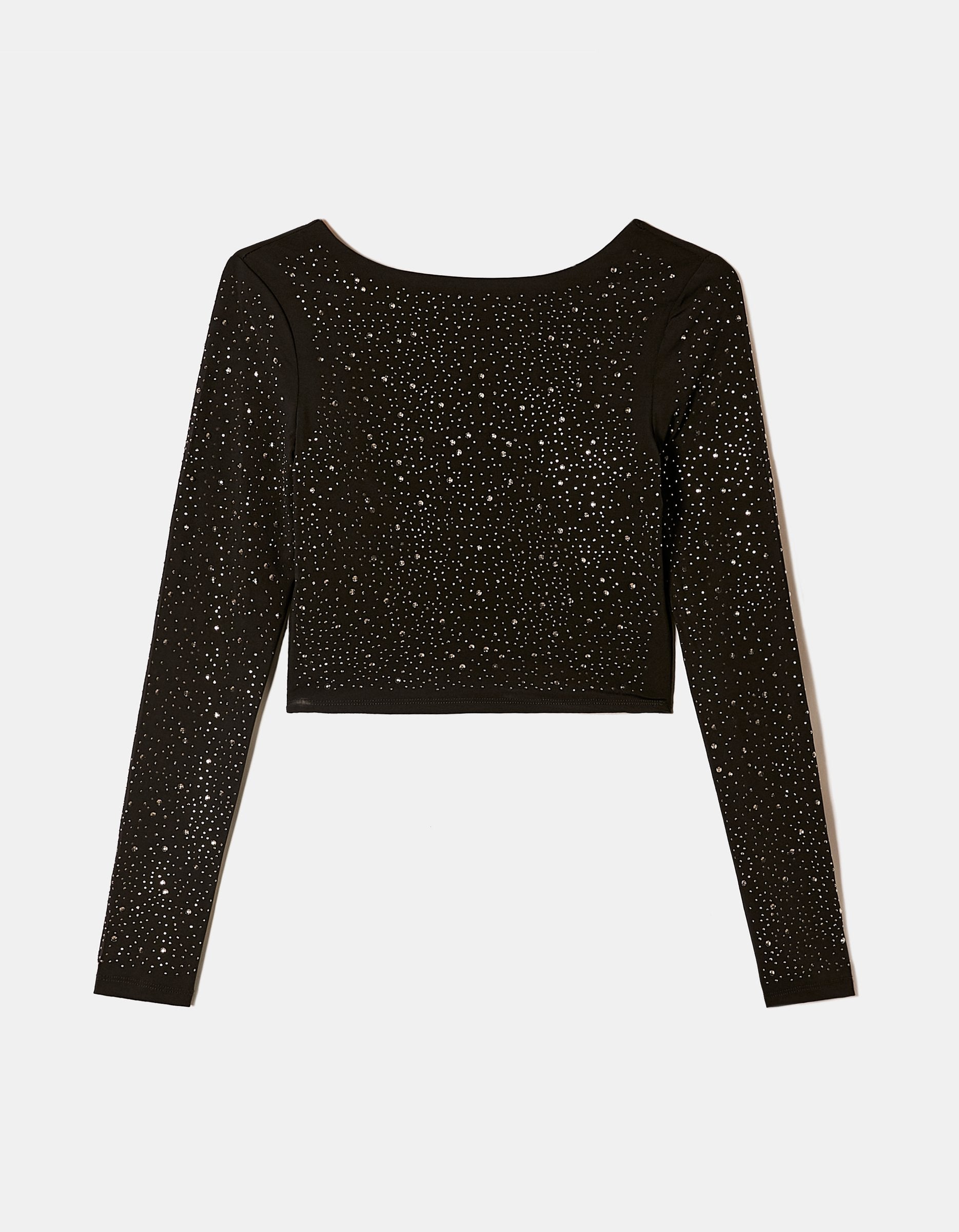 Ladies Black Party Top With Strass-Ghost View