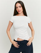 Tally Weijl White Asymmetric Top White model front view