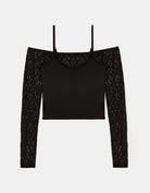 Tally Weijl Black Lace Off Shoulder Top BLACK back view