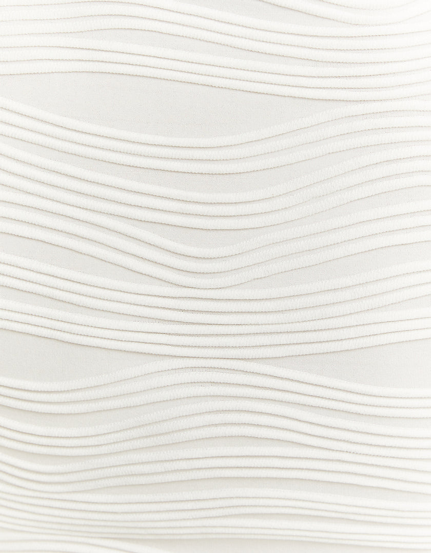 Ladies White Wavy Textured Crop Top-Pattern View