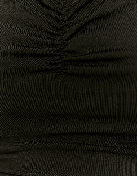 Tally Weijl Black Ruched Top BLACK flat front view