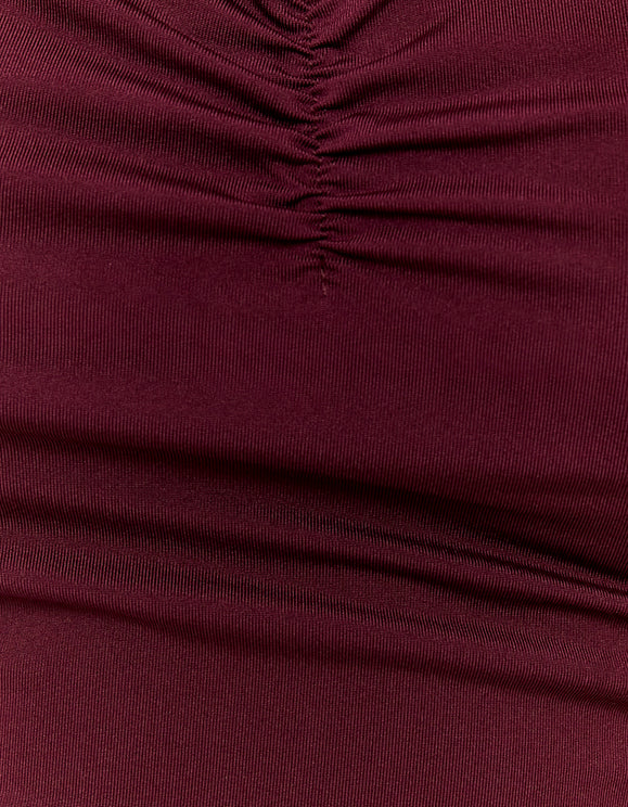 Tally Weijl Purple Ruched Top Burgundy, ruched fabric detail