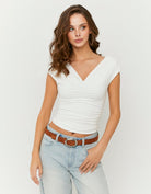 Tally Weijl White Ruched Top WHITE detail view
