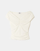 Tally Weijl White Ruched Top WHITE flat front view