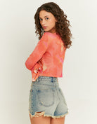 Tally Weijl Mesh Crop Top With Ruffles multi model front view