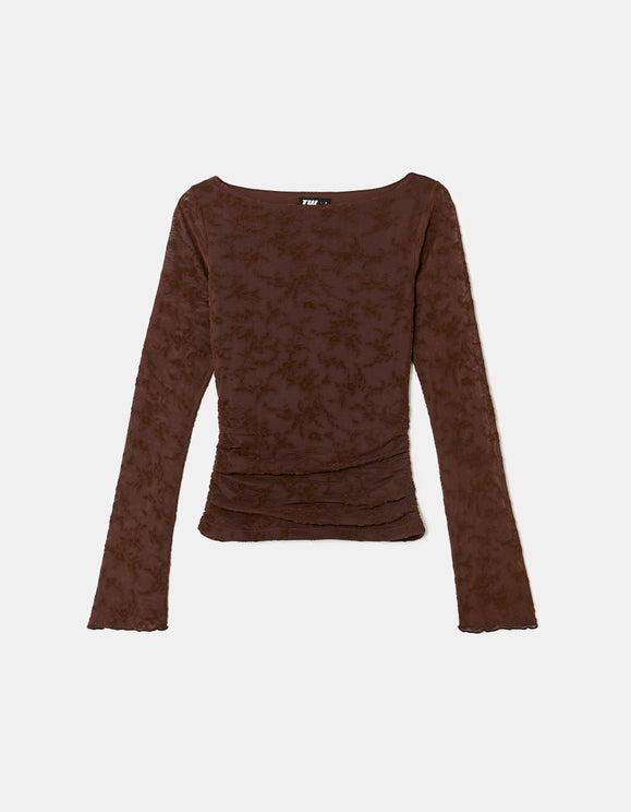 Tally Weijl Brown Floral Top Brown back view
