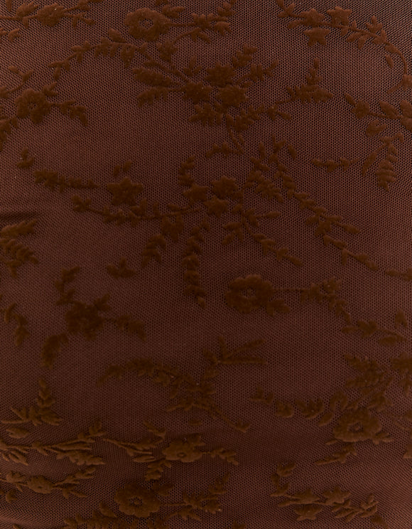 Tally Weijl brown floral top fabric detail