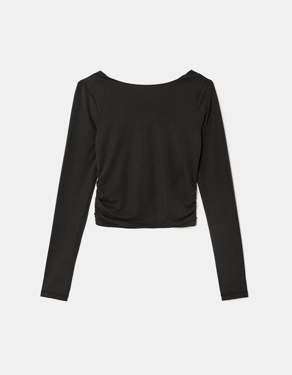 Tally Weijl basic black open back top, front view