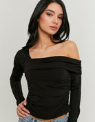 Tally Weijl Asymmetric Basic Black Top BLACK front view