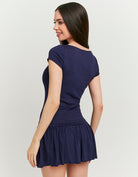 Tally Weijl Blue Cardigan with Boat Neckline Blue detail view