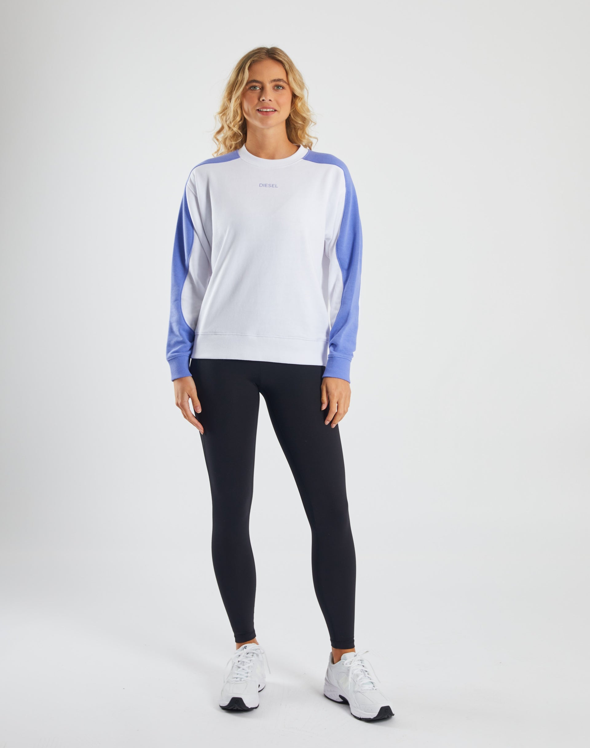 Ladies Sania Sweatshirt - Optic White-Model Full Front View