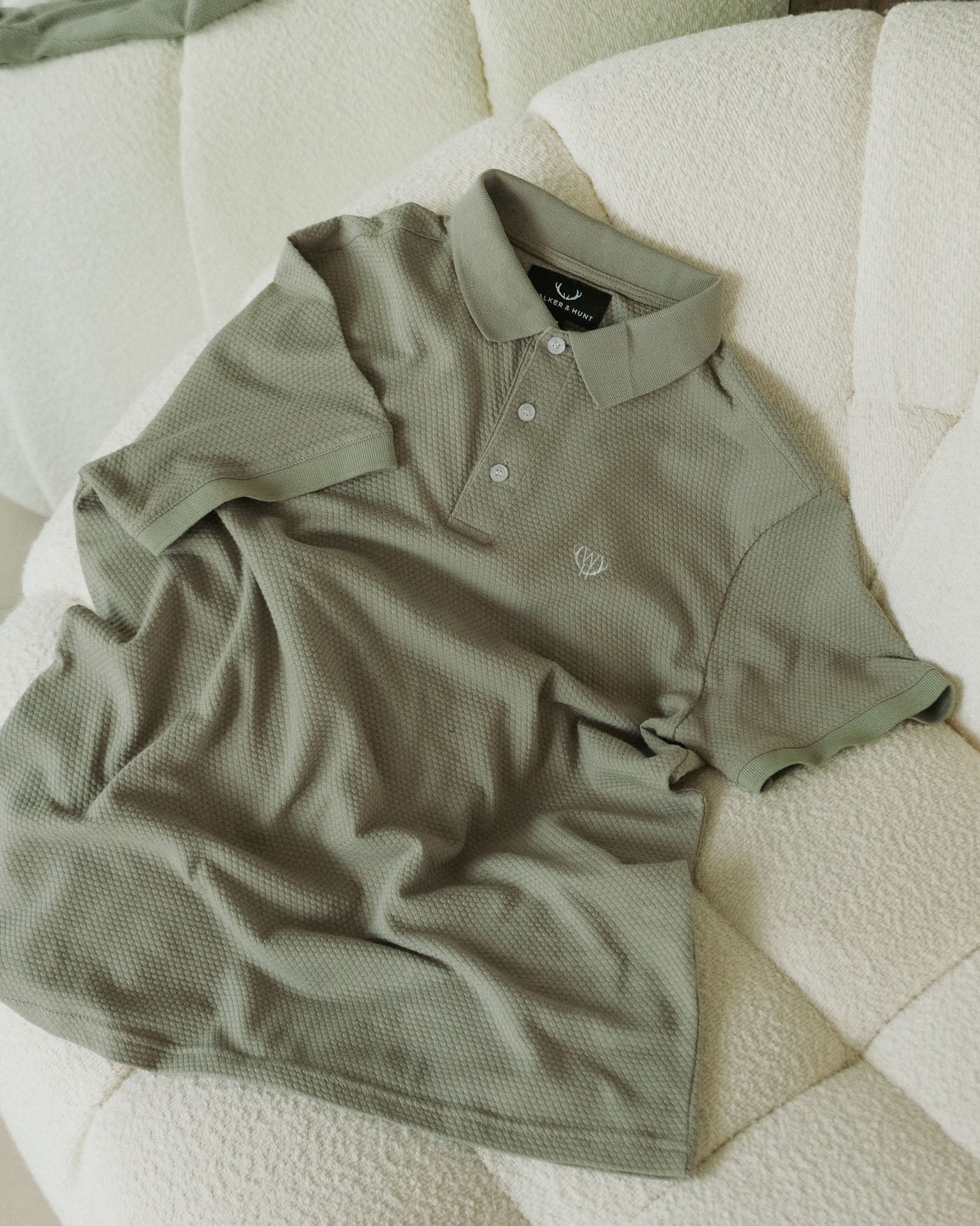 Popcorn Khaki Polo Shirt-Fabric view