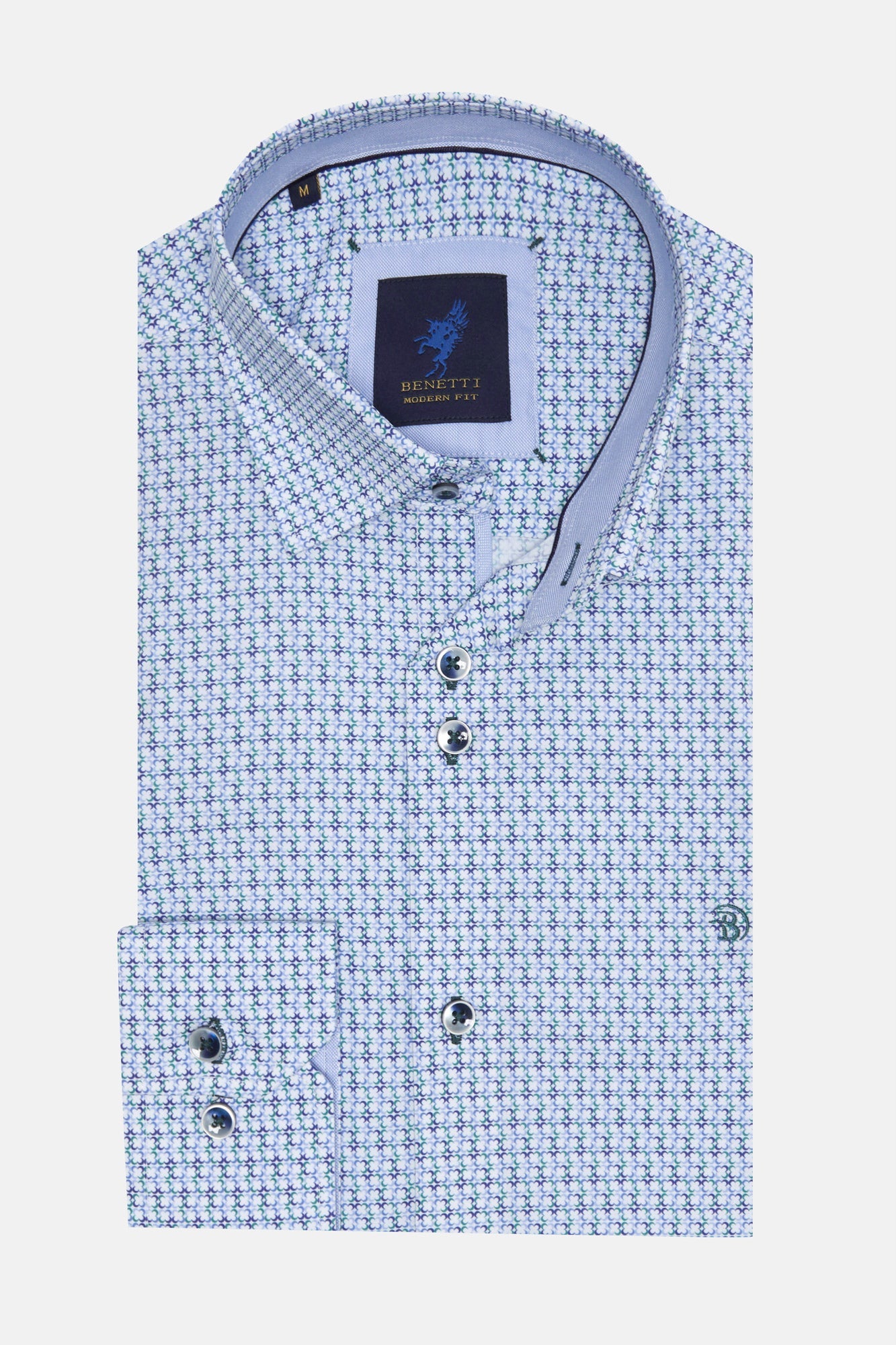 BENETTI Stephen Casual Pattern Long Sleeve Shirt RED side view