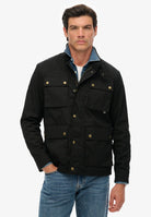 SUPERDRY Merchant Wax Racer Black Jacket BLACK front view