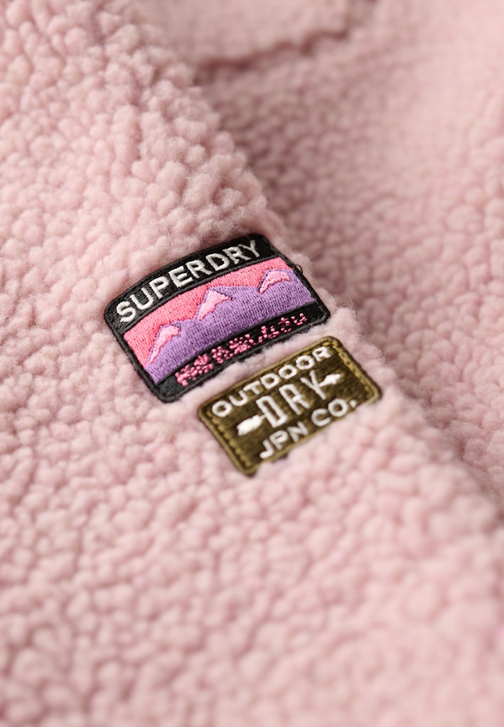 Superdry Ladies Outdoor Full Zip Fleece-Dusky Pink Dusky Pink flat front view