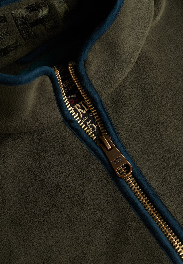 Estate Half Zip Fleece-Surplus Goods Olive Green-Zip detail