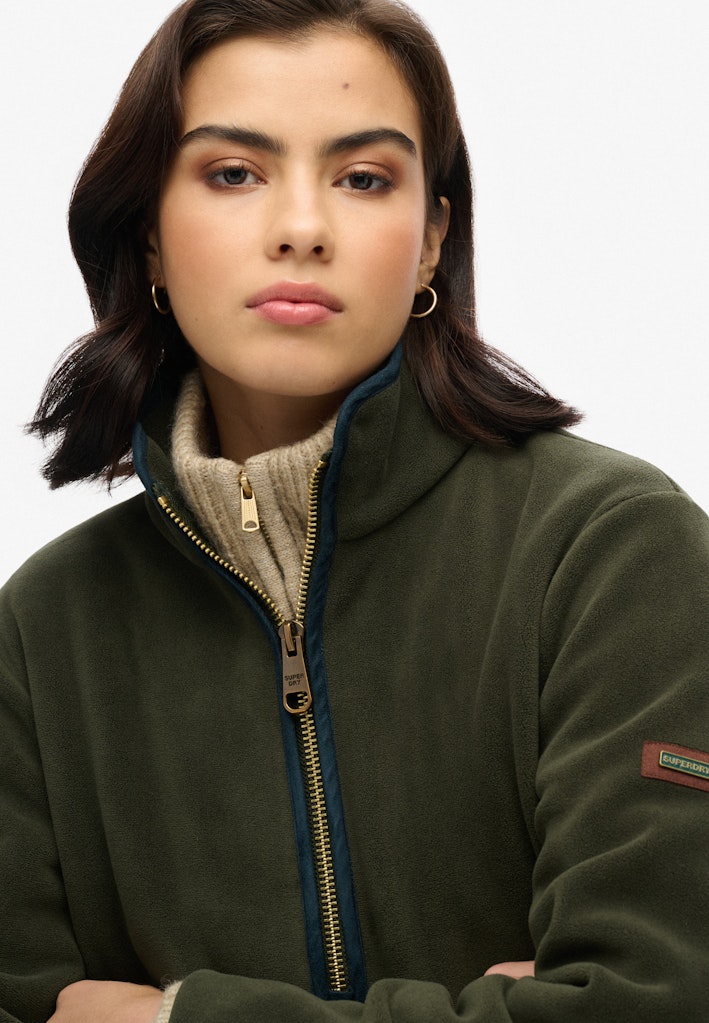 Estate Half Zip Fleece-Surplus Goods Olive Green-Close up view