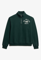 Superdry Ladies Athletic Essentials Applique Half Zip-Enamel Green Enamel Green flat front view