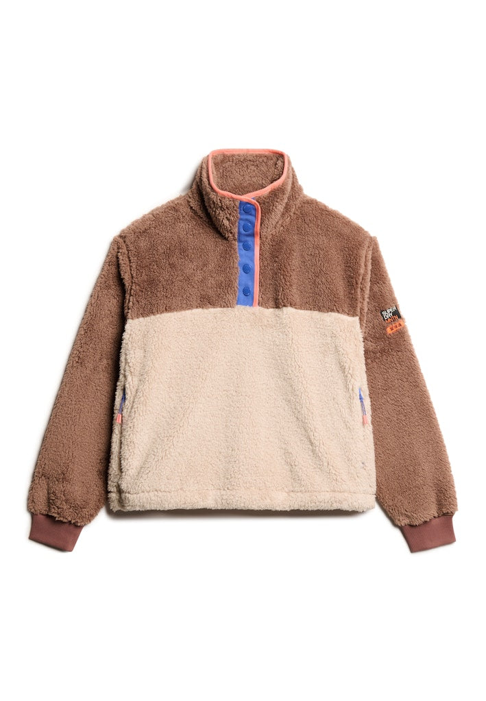 Superdry Ladies Super Soft Mash Up Half Zip-Nutmeg Spice Brown Nutmeg Spice Brown side view