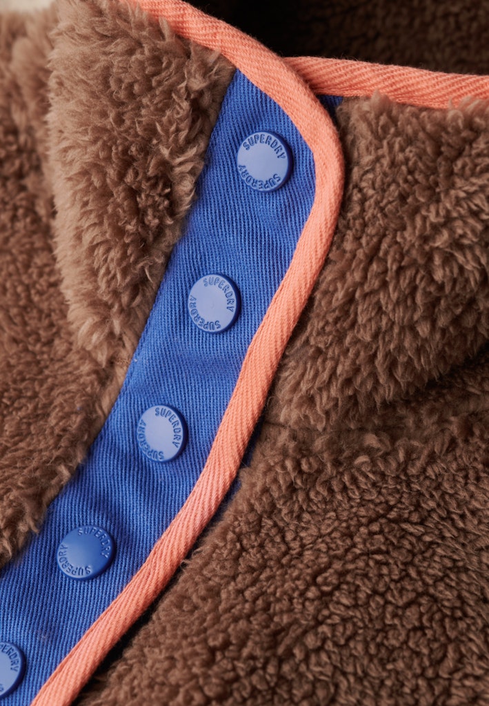 Superdry Ladies Super Soft Mash Up Half Zip-Nutmeg Spice Brown Nutmeg Spice Brown flat front view