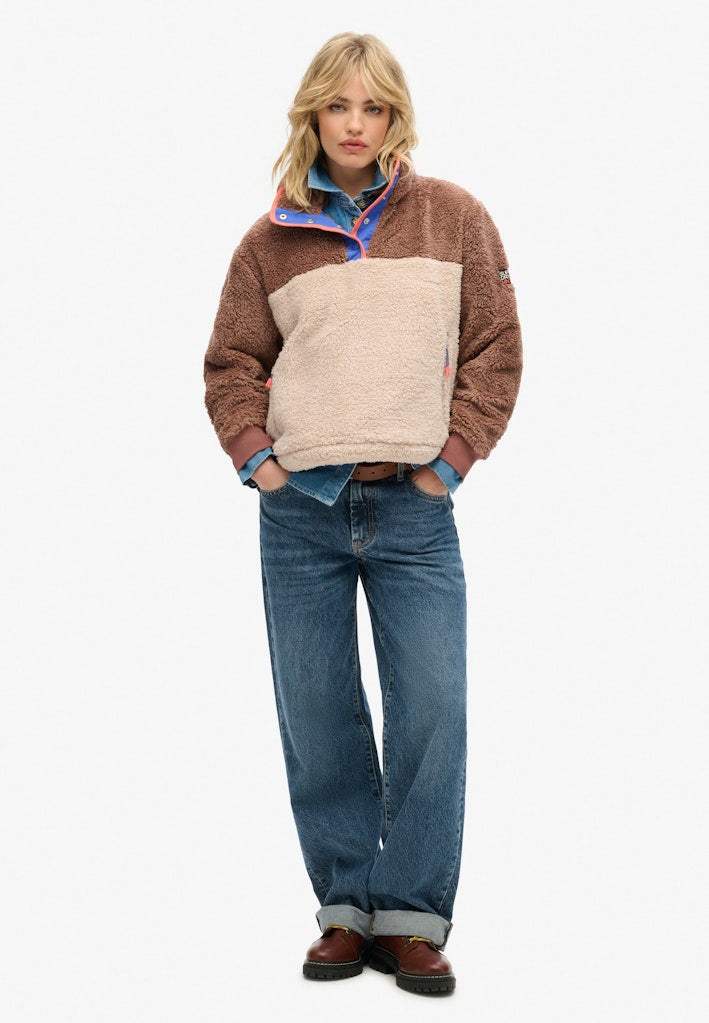 Super Soft Mash Up Half Zip-Nutmeg Spice Brown-Full model view