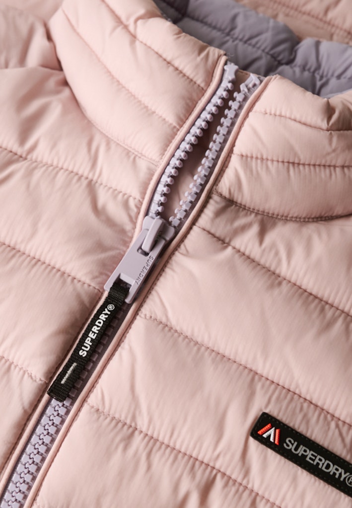Fuji Lite Padded Jacket-Dusty Pink-Zip close up