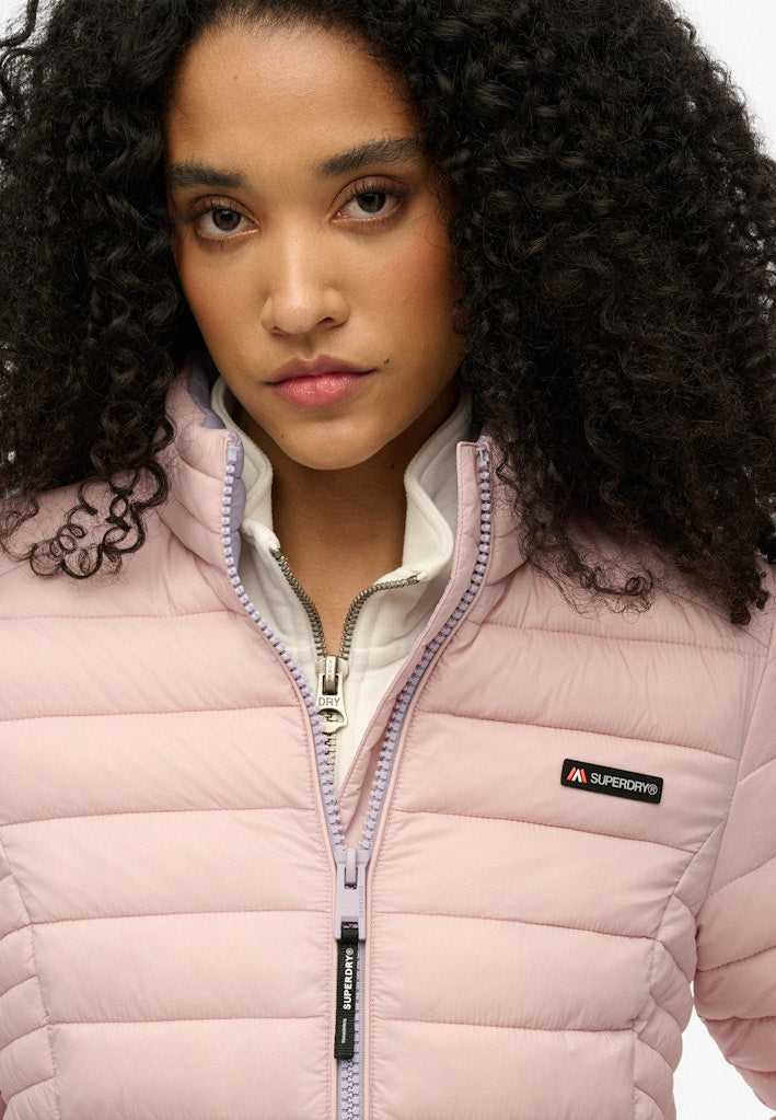 Fuji Lite Padded Jacket-Dusty Pink-Zip detail