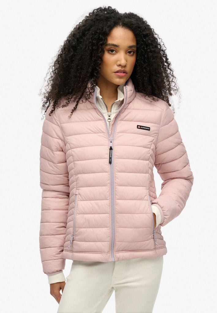 Fuji Lite Padded Jacket-Dusty Pink-Front zip closed
