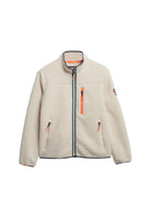 Superdry Ladies Outdoor Full Zip Fleece-Ecru Ecru flat front view