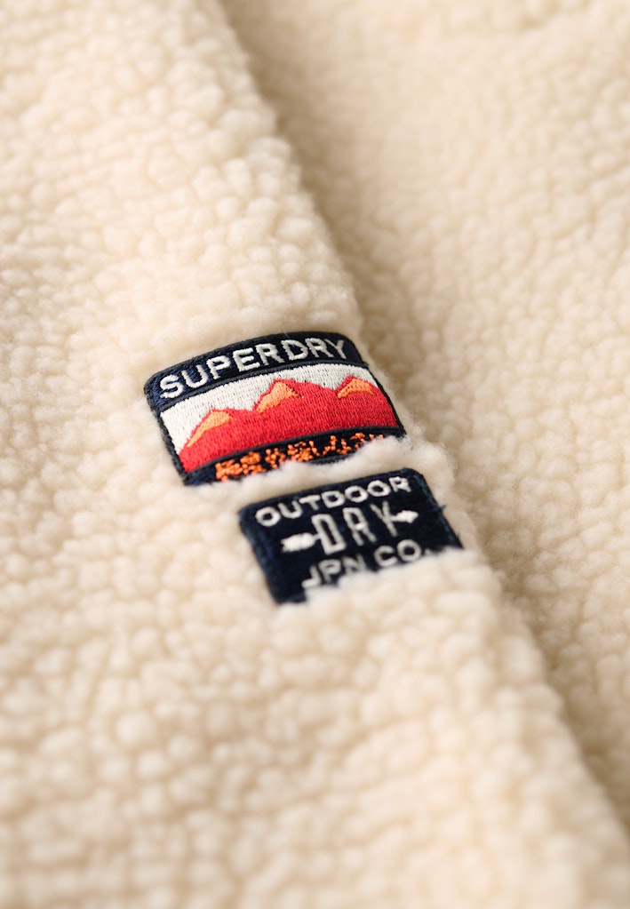 Superdry Ladies Outdoor Full Zip Fleece-Ecru Ecru side view