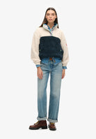 Superdry Ladies Super Soft Mash Up Half Zip-Rice White Rice White model front view