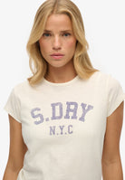Superdry Ladies Athletic Essential Slub Tee-Off White Off White back view