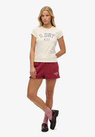 Superdry Ladies Athletic Essential Slub Tee-Off White Off White model front view