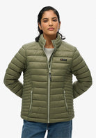 Superdry Ladies Fuji Lite Padded Jacket-Dusty Olive Green Dusty Olive Green front view