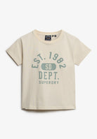Superdry Ladies Athletic Graphic Fitted T-Shirt-Desert Bone Off White Desert Bone Off White flat front view