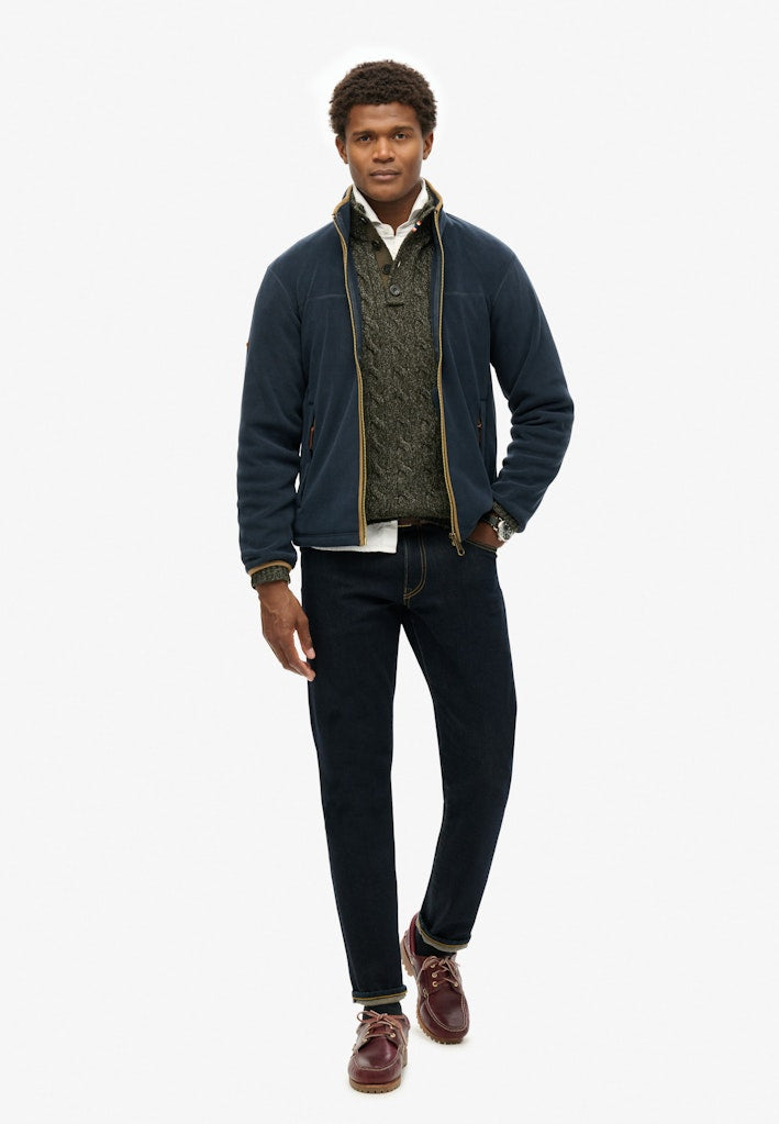 Mens Estate Full Zip Fleece-Eclipse Navy-Full model view